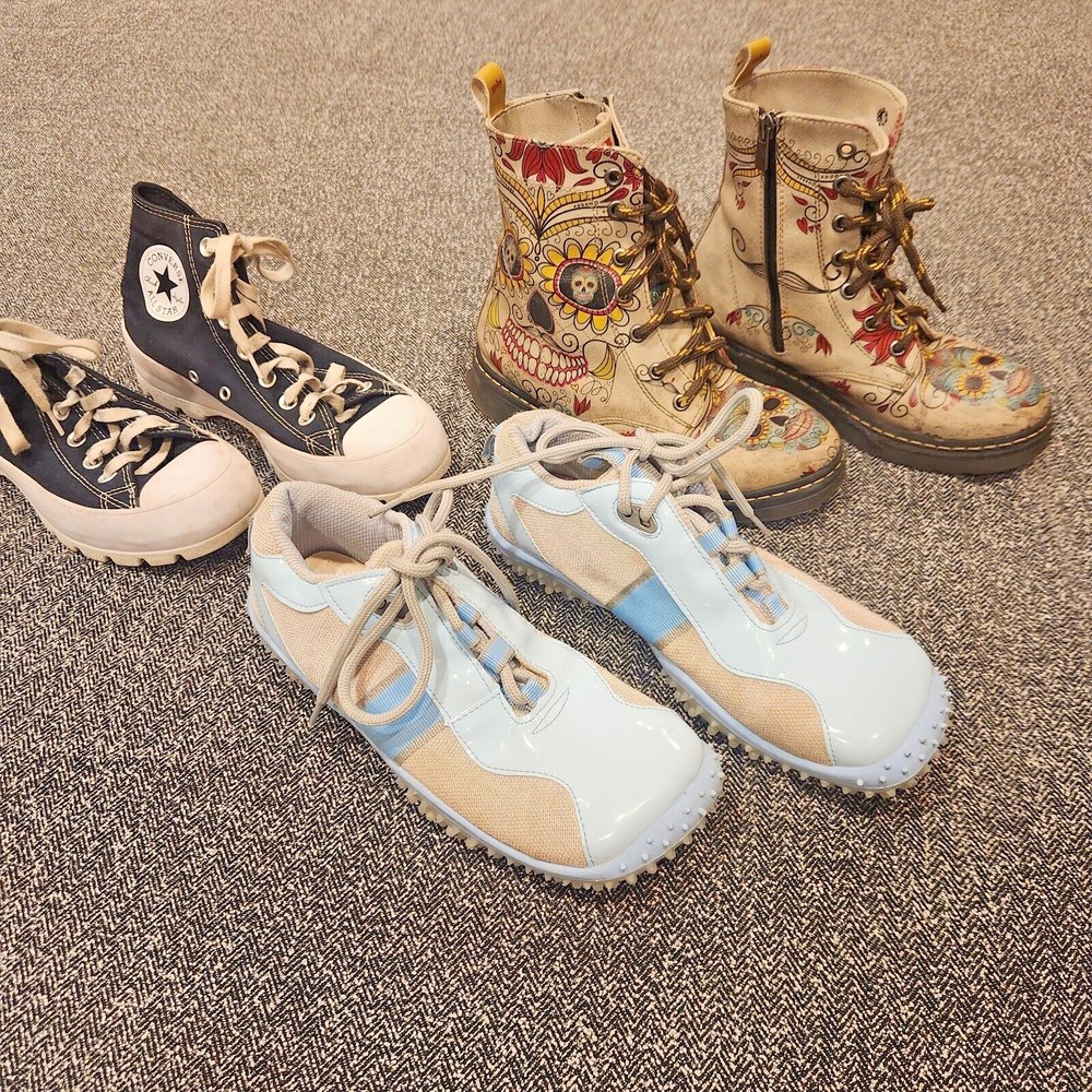 Lot of 3 Punk Goth Alternative womens shoes 5‎ and 6.5 Goby, Converse, Dollhouse